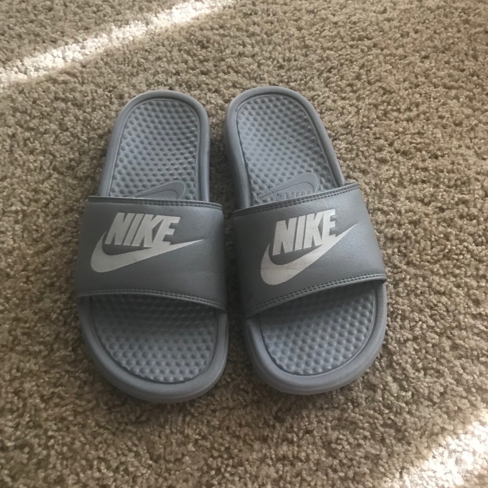 Grey Nike Slides